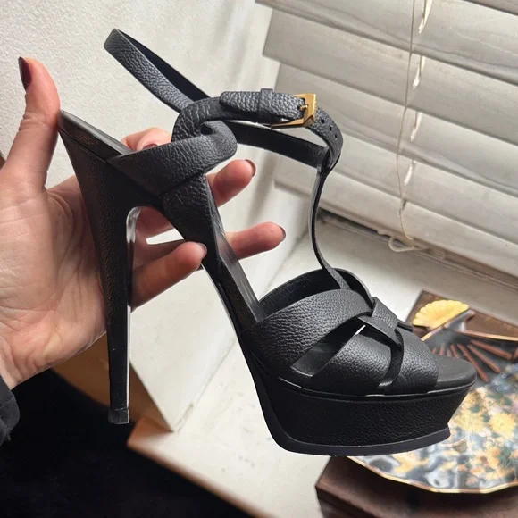 Saint Laurent Authentic Tribute Black Platform Heels - Picture 11 of 11